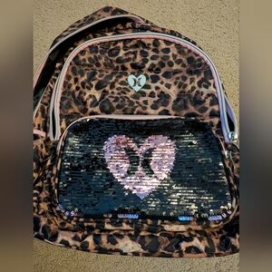 Hurley Leopard Print Backpack with Flip Heart
